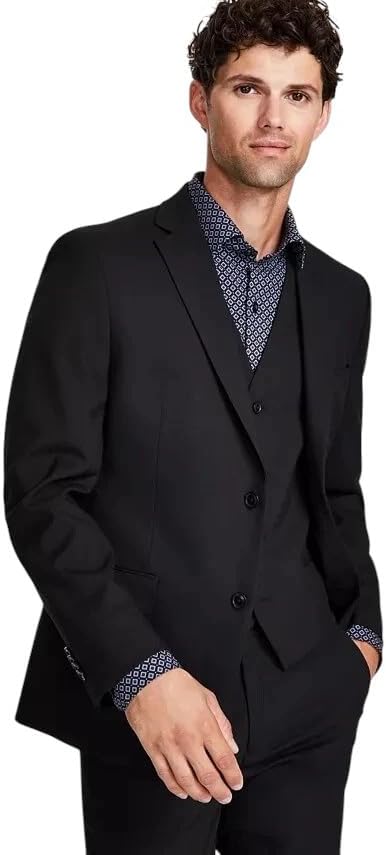 Alfani Mens Casual Coat Faux Leather Jacket XL Black Solid