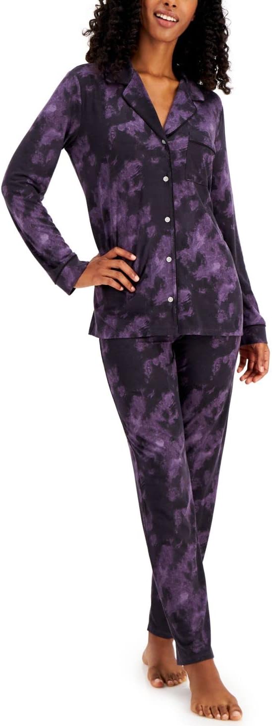 Alfani Women's Ultra-Soft Printed Pajama Purple Tie Dye Small